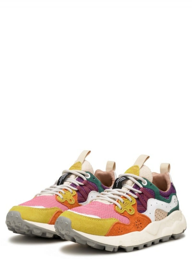 Flower Mountain Yamano 3 Sneakers Dames Fuchsie Geel | GVT9563PT