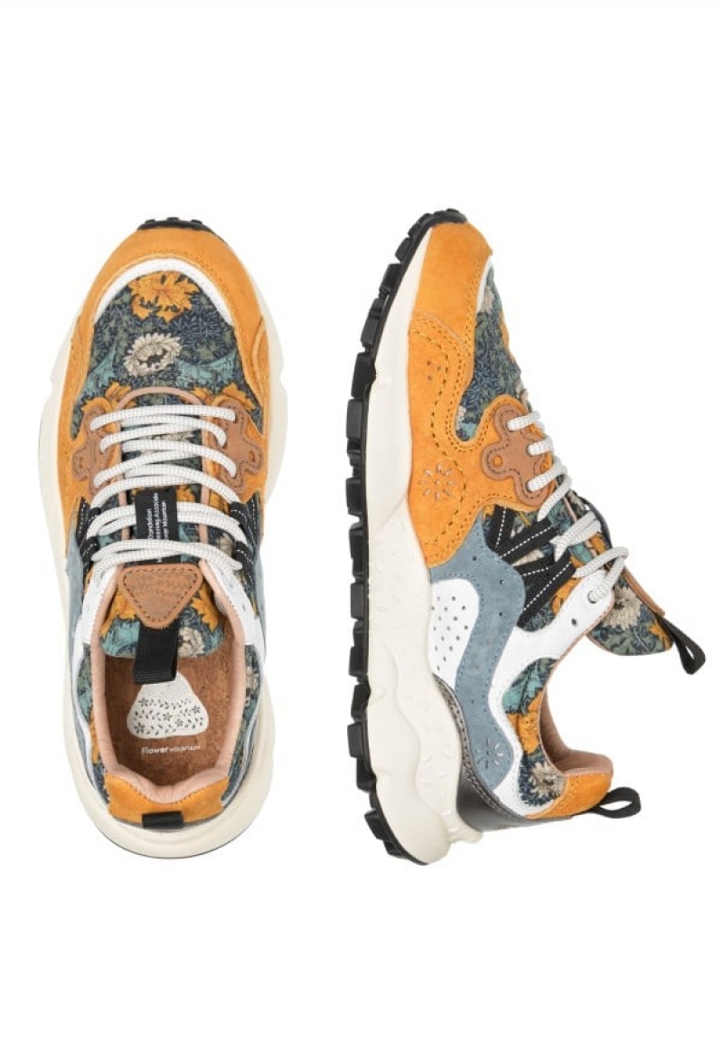 Flower Mountain Yamano 3 Sneakers Dames Oranje Lichtblauw | IIJ7490EZ