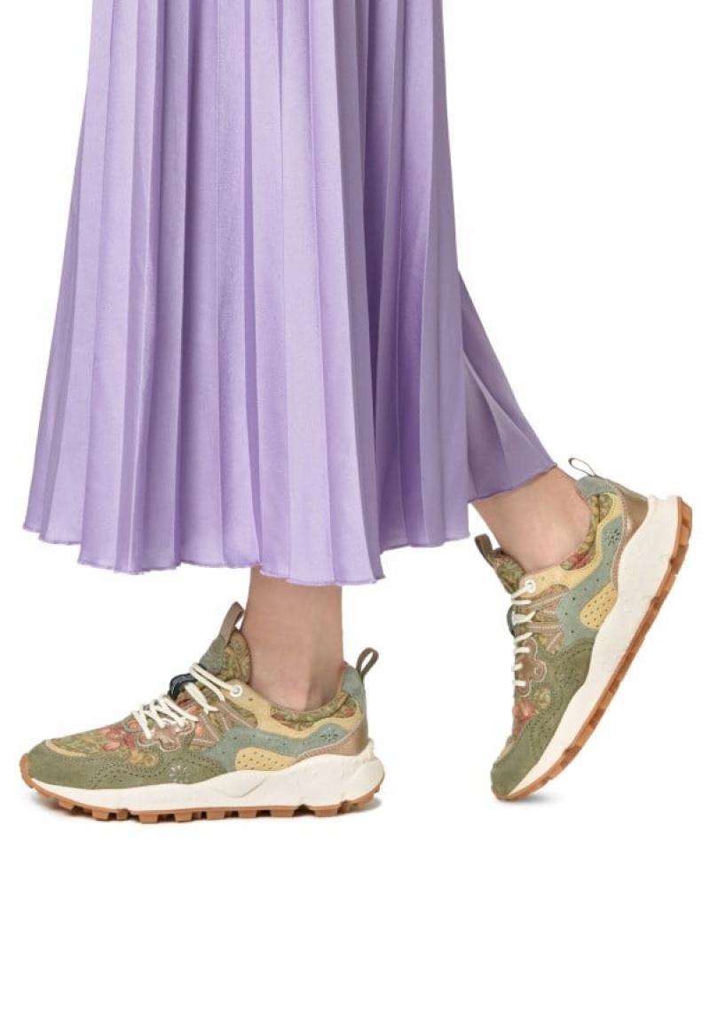 Flower Mountain Yamano 3 Sneakers Dames Groen Beige | GGS5045XW