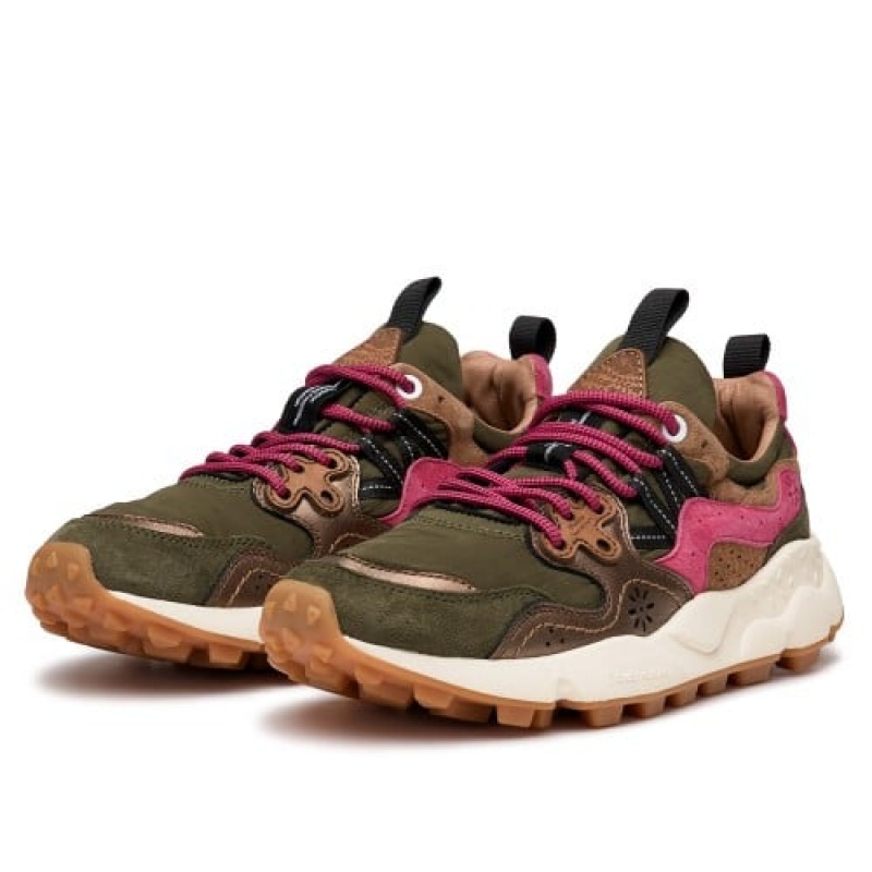 Flower Mountain Yamano 3 Sneakers Dames Groen Roze Bruin | OUU7847GS