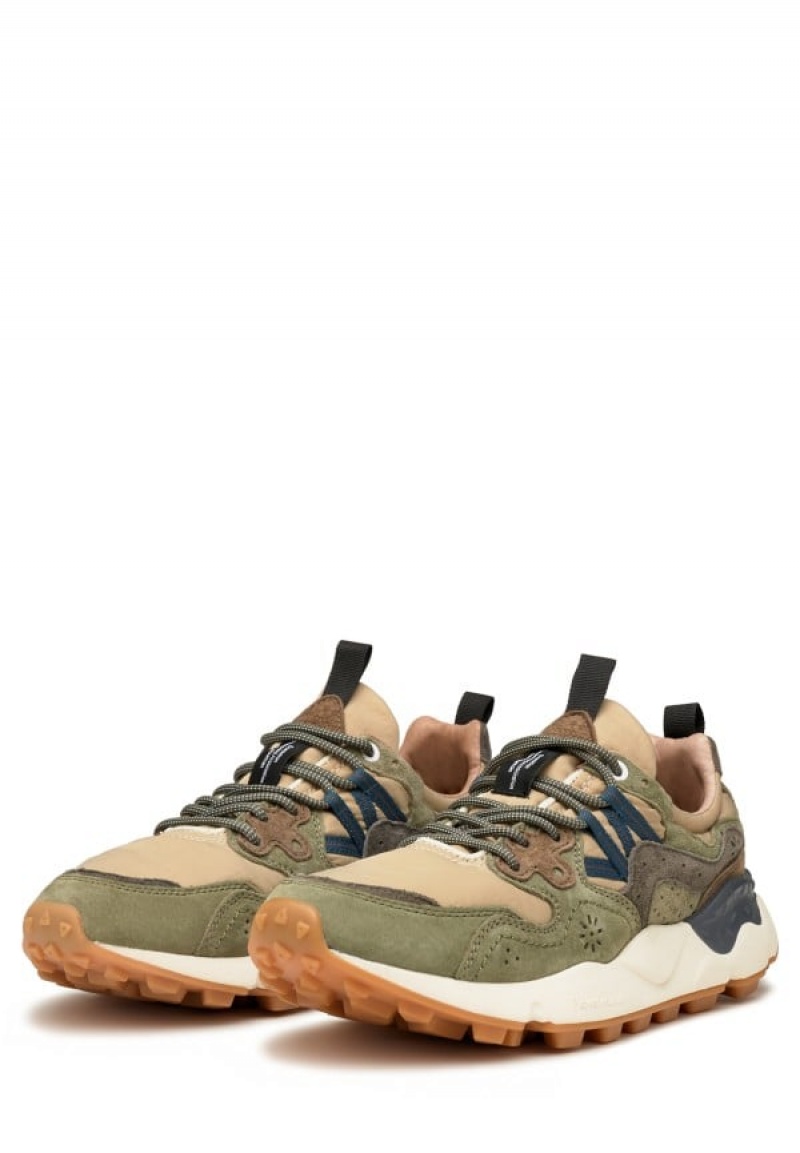 Flower Mountain Yamano 3 Sneakers Heren Groen Beige | KZS1539YJ