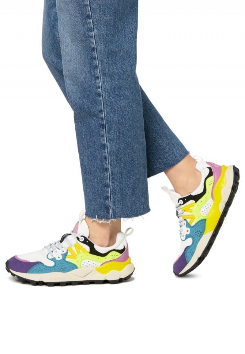 Flower Mountain Yamano 3 Uni Sneakers Dames Wit Blauw Geel | OKR9588BS