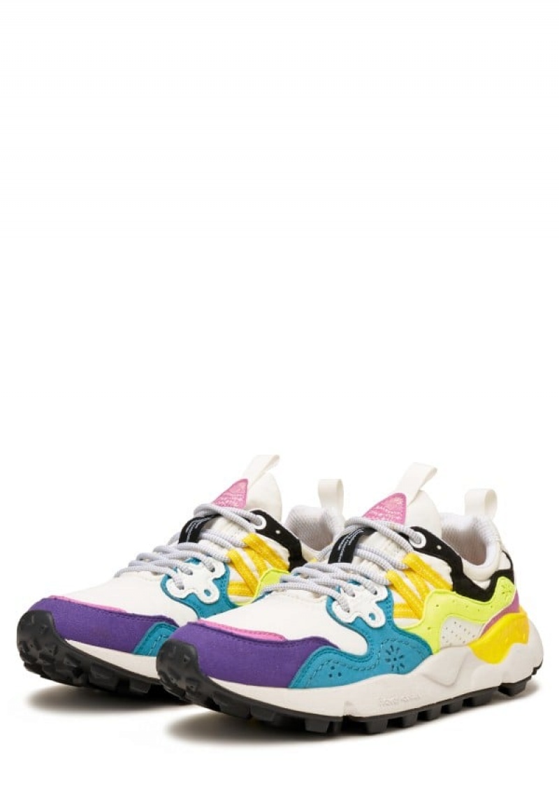 Flower Mountain Yamano 3 Uni Sneakers Dames Wit Blauw Geel | OKR9588BS